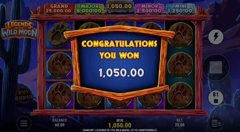 Legends of the Wild Moon - gain total des Free Spins